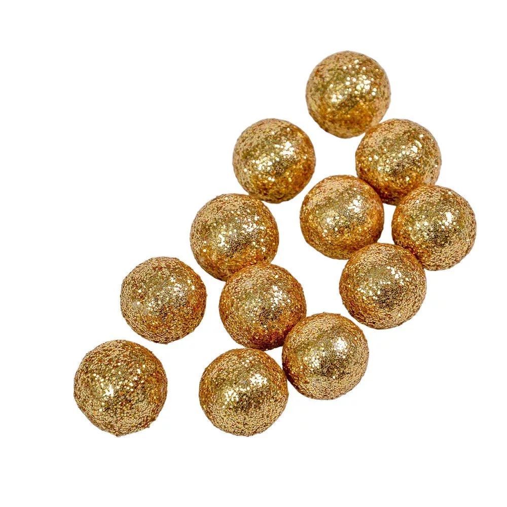 Hungarocell / polisztirol glitteres golyó, arany - 1,5 cm (25 db/csomag)