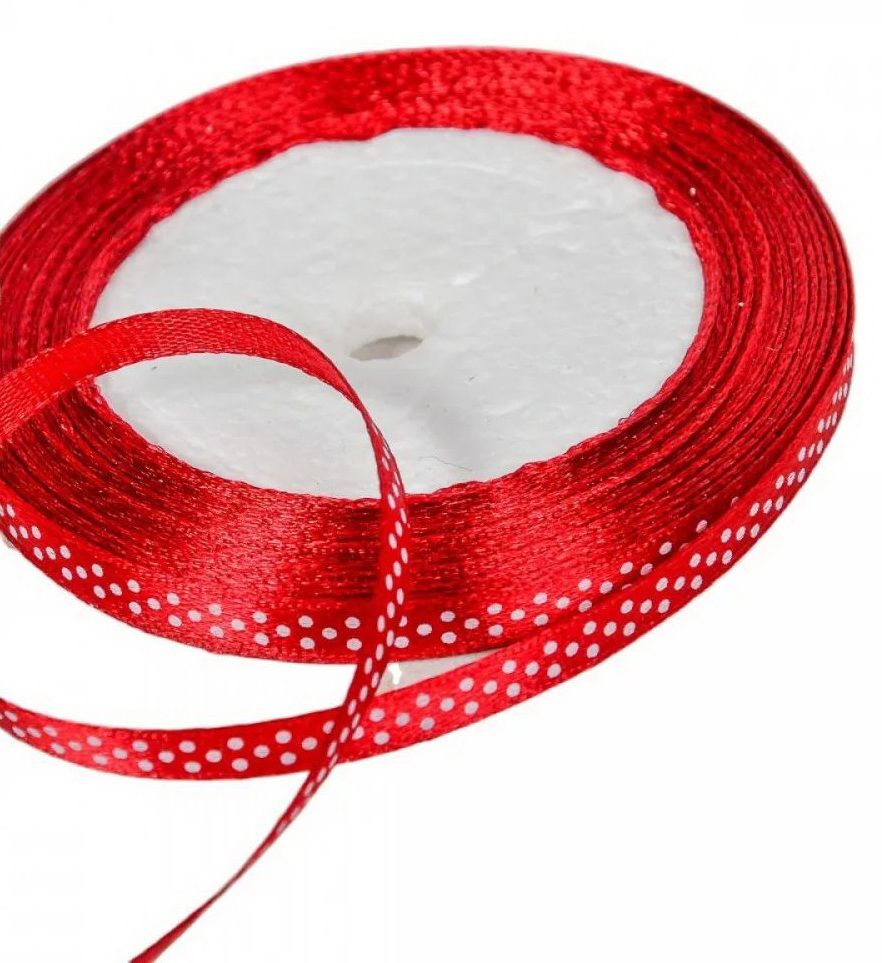 Pöttyös textil szalag, bordó - 6 mm széles (1 méter)