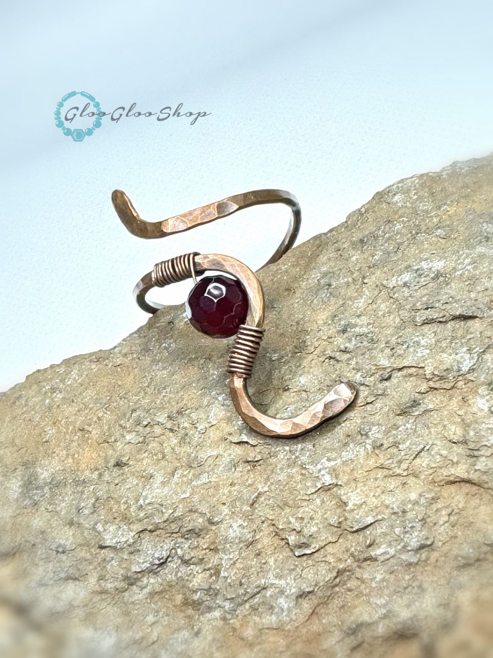 Kanyargós achát vörösréz egyedi gyűrű