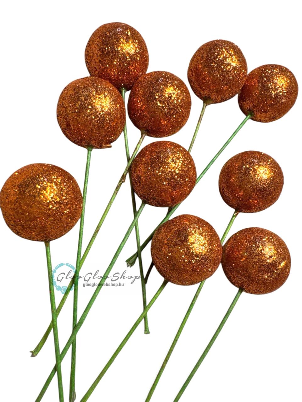 Bronz színű glitteres golyó tűződróton – 2 cm (10 db/csomag) Bronz színű glitteres golyó tűződróton – 2 cm (10 db/csomag)
