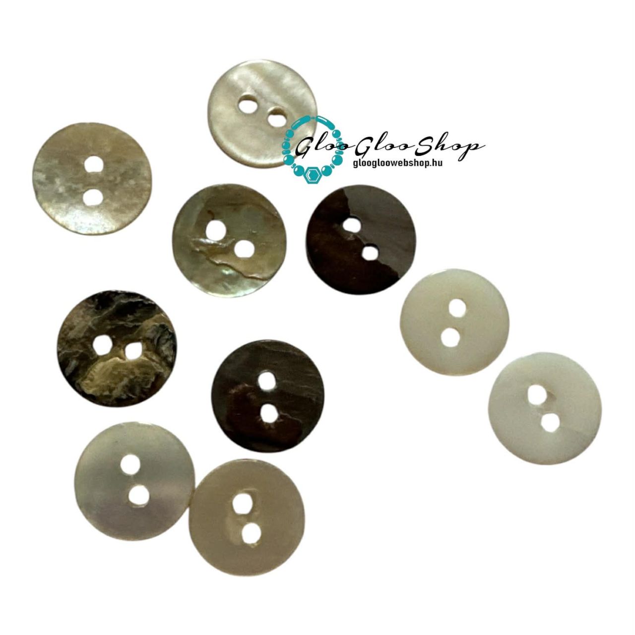 Természetes kagylóhéj gomb (10 mm) / 10 db csomag
