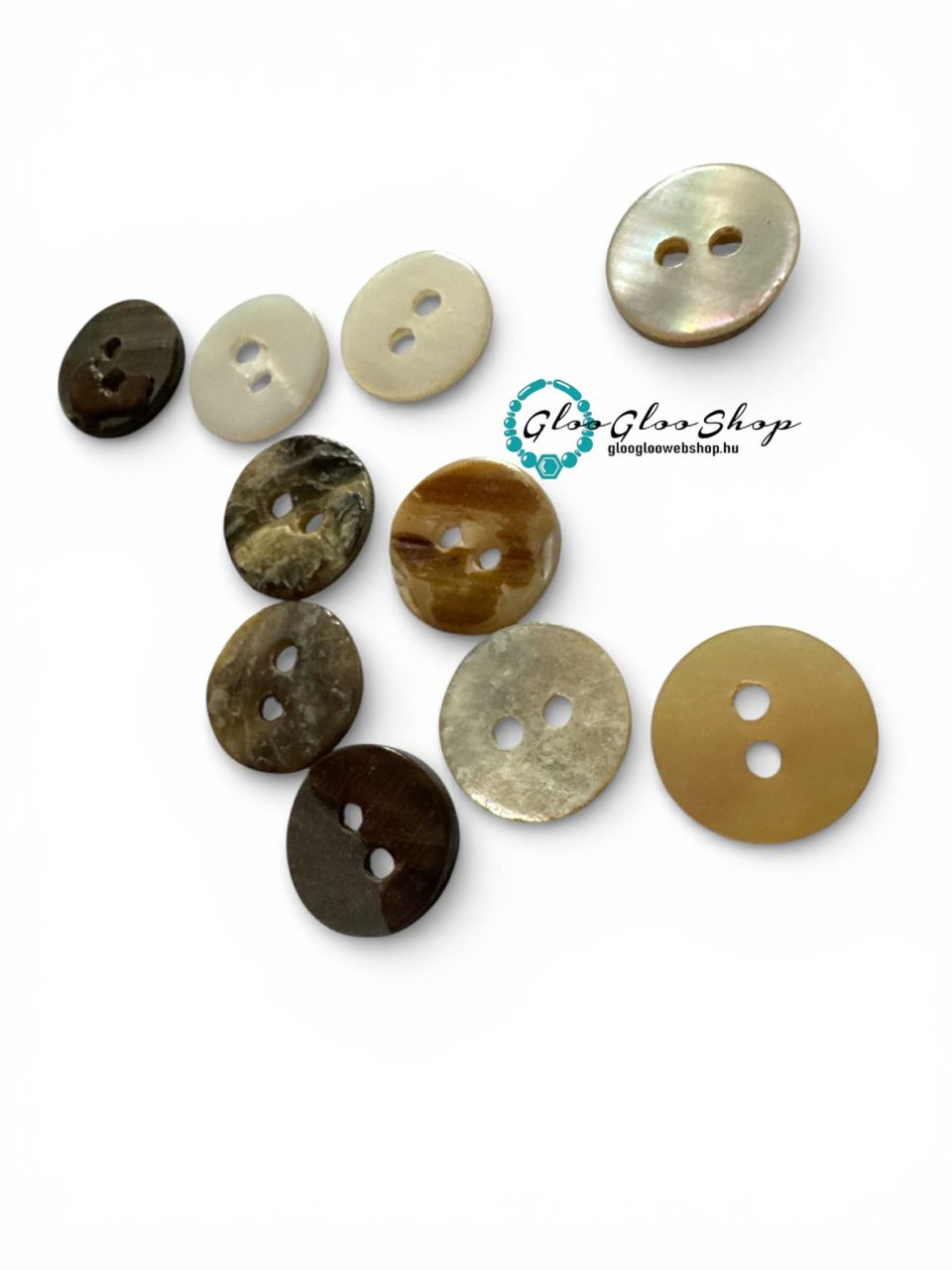 Természetes kagylóhéj gomb (10 mm) / 10 db csomag